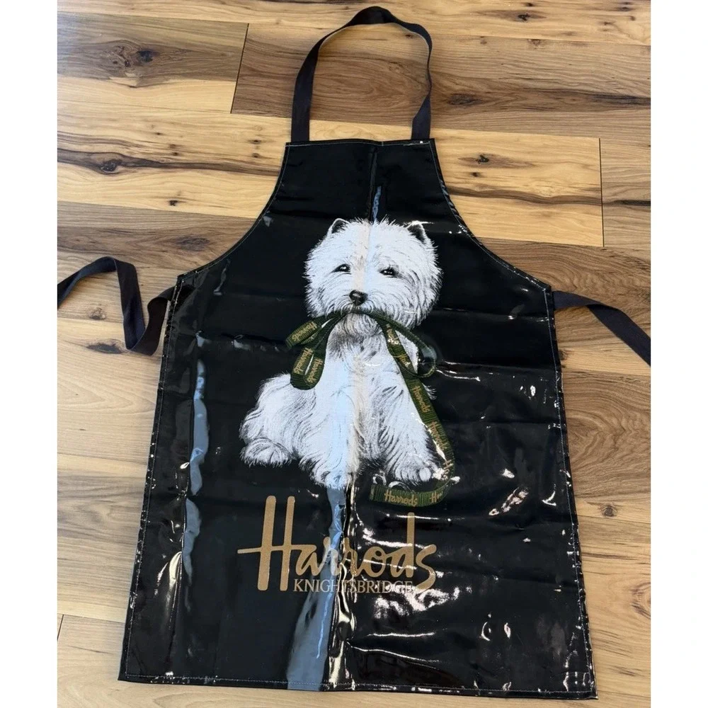 Harrods Knightsbridge Black PVC Apron w/ White West Highland Terrier Westie Dog